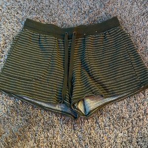 Womens' casual green and white striped shorts
